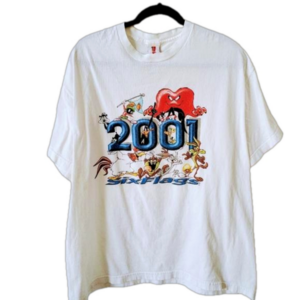 Vintage 2001 Looney Tunes Six Flags Warner Bros Unisex T-Shirt Size XL